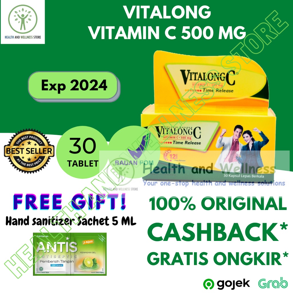 Jual VITALONG C 30 TABLET VITAMIN C 500 MG 30 KAPSUL VIT C Shopee
