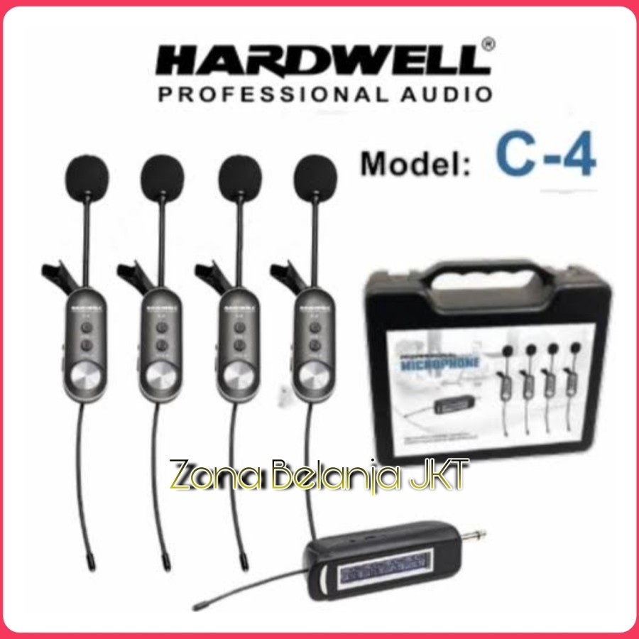 Microphone Mic Wireless HARDWELL C-4 4 Mic Clip on Original