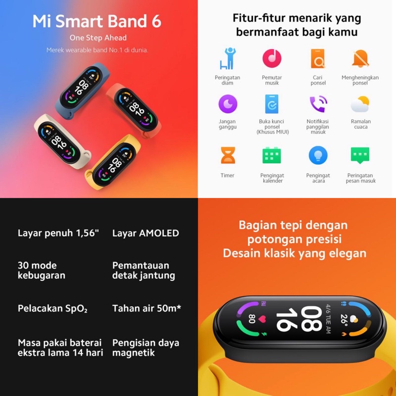 Smartwatch Huawei smart band 6 Garansi Resmi Huawei Indonesia Amoled Display Alt Miband 6 Fit Sport-6