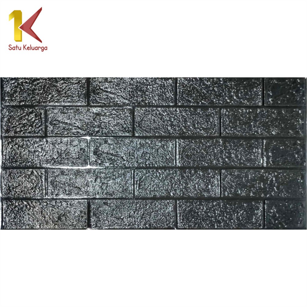 Satu Keluarga Walpaper Stiker Dinding Dekorasi Kamar C206 Wallpaper Dinding Foam 3D Kecil Motif Batu Bata-Batu Bata HITAM
