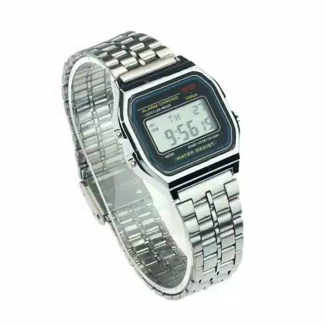 (G_W)Jam Tangan Wanita Digital Kotak Rantai Model Casio