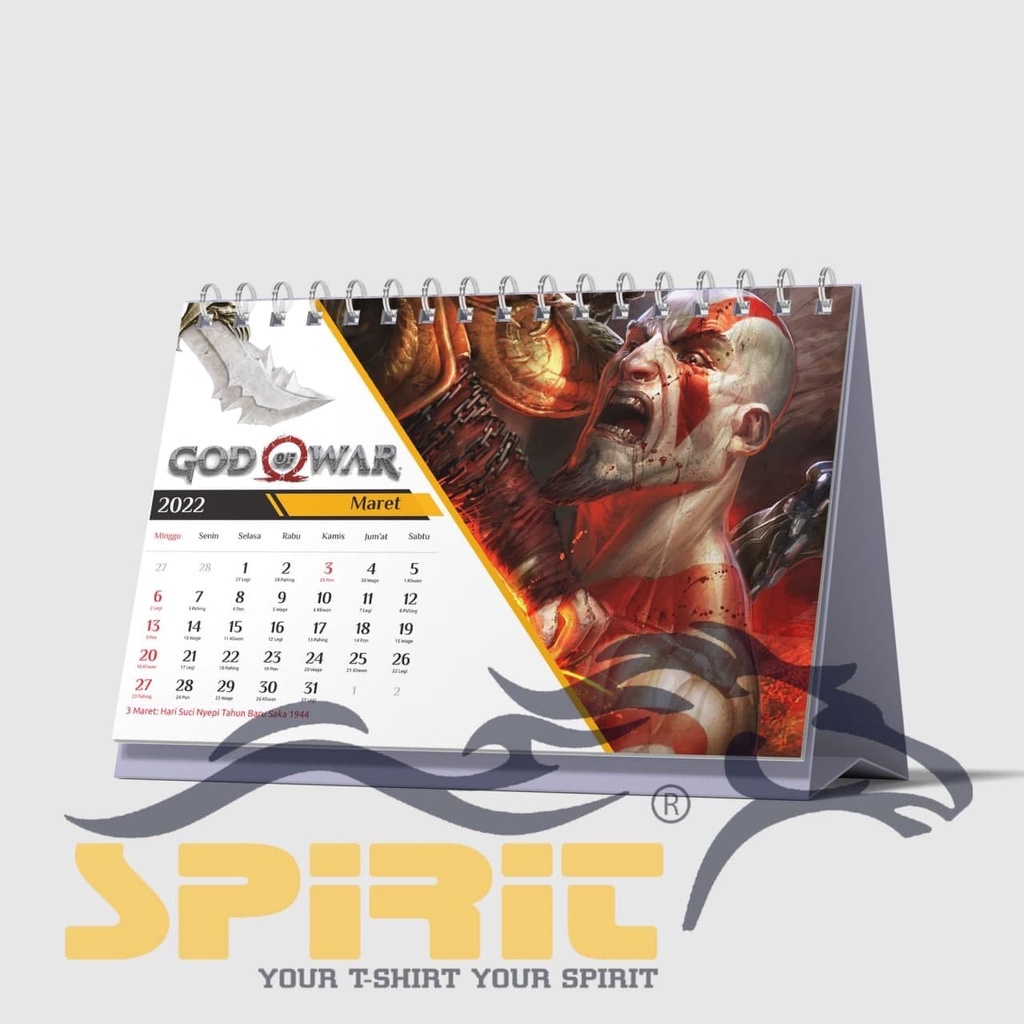 

kalender duduk kalender meja duduk murah terbaru custom god of war sesuai gambar