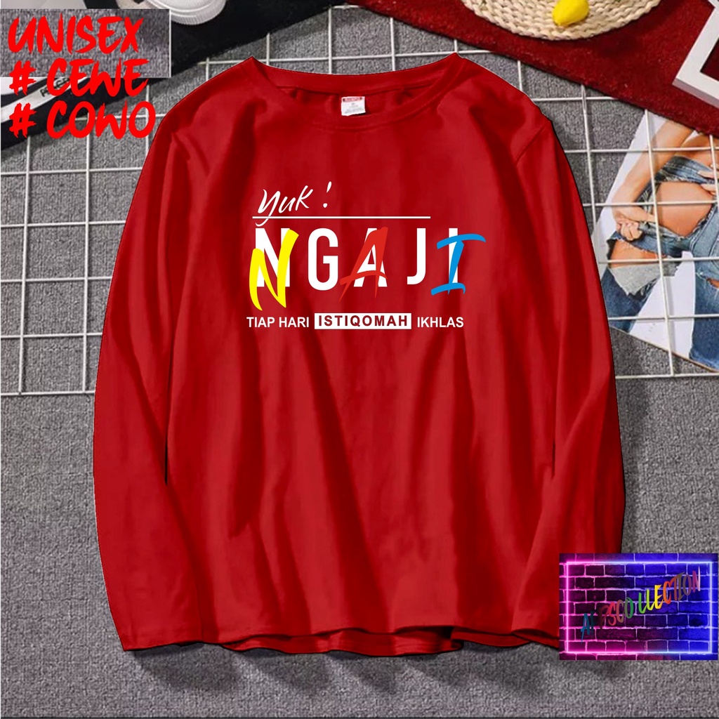 COD/ KAOS DTF YUK NGAJI SANTRI /KAOS TULISAN/KAOS SANTRI KEKINIAN/KAOS DAKWAH/KAOS ISLAM/SANTRIWATI/KAOS HITS 2022/KAOS BERGAMBAR KAOS EKSPRESI KAOS PRIA TSHIRT WANITA Santai Crew Neck V-Neck Slim-fitting Polos Setrip Hitam Putih Crew Neck