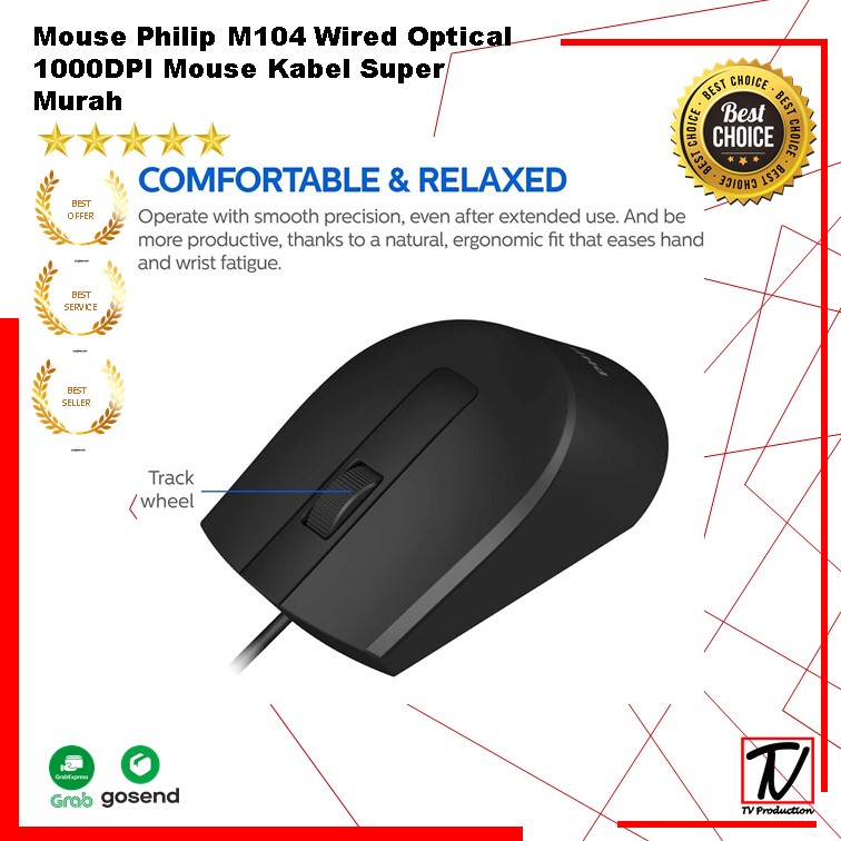 Mouse Philip M104 Wired Optical 1000DPI Mouse Kabel Super Murah