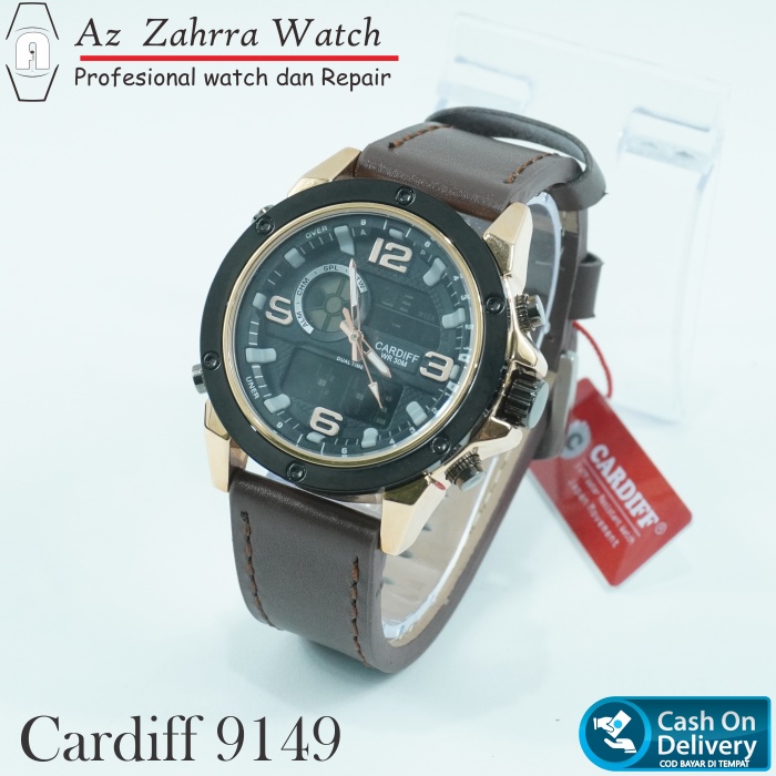 Jam Tangan Pria Cowok Casual Sport Cardiff DT 9149 Original Kulit