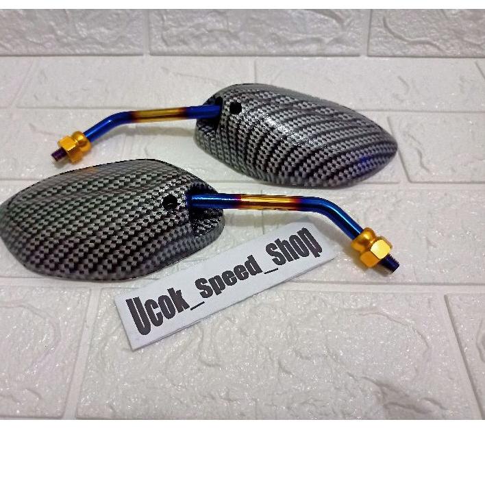 Trend - KACA SPION BEAT BLUE XX 2TONE CARBON Honda Beat FI Vario Scoopy supra x supra kaca sepion ta