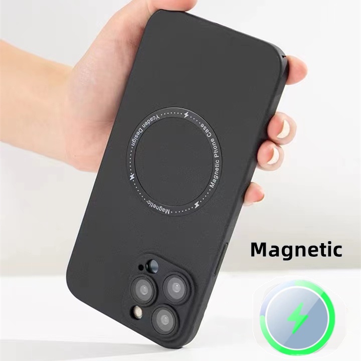 Magnetic Carbon Fiber Phone Case for Case iPhone 11 Pro MAX 12Pro MAX 13 Pro MAX Pop-Up PC Hard Shell Lens Cover Full Coverage Shockproof Protection