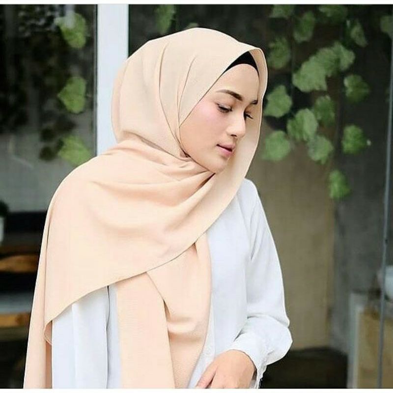 Pasmina Tali 200x75 Pashmina Diamond instant Premium Panjang murah sleman jogja-Cream