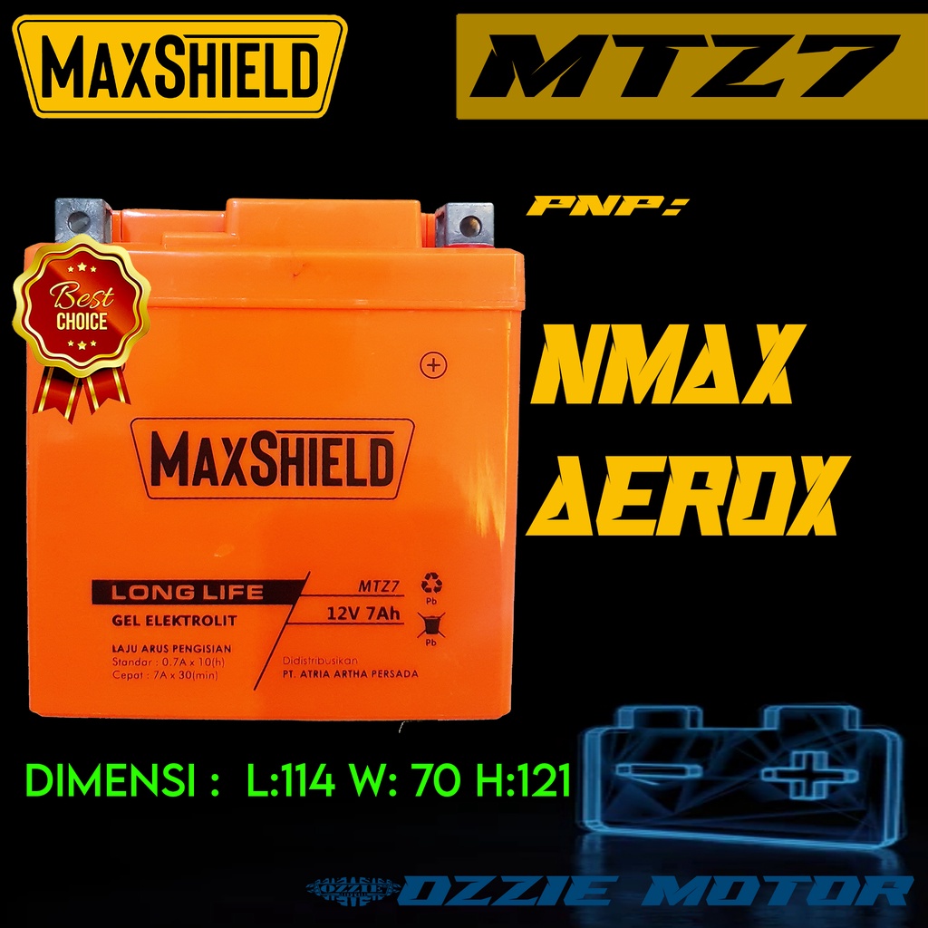 ACCU AKI BATTERY KERING MAXSHIELD MOTOR MTZ7 NMAX AEROX LEXI VESPA