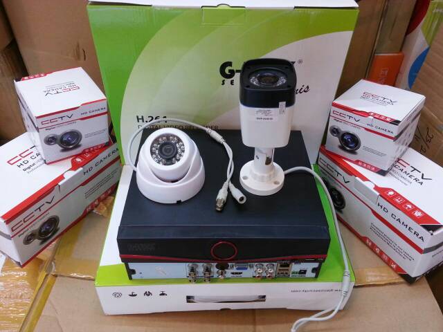 paket cctv 4 ch 2 kamera 1.3 megapixel komplit tinggal pasang