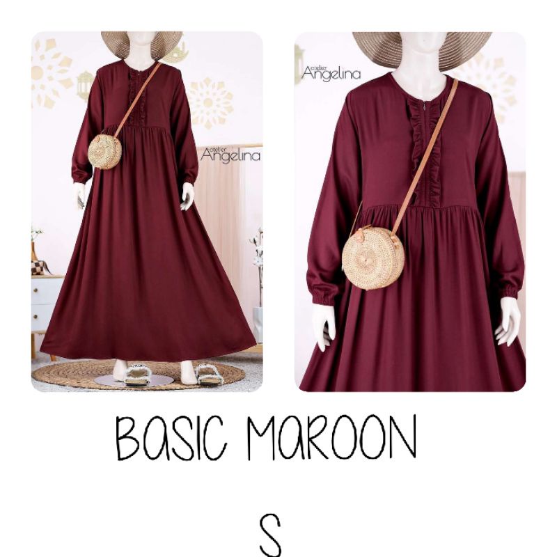 (SIAP KIRIM) EDISI APRIL 2022 SARAH DRESS BASIC MAROON BY ATELIER.ANGELINA AA