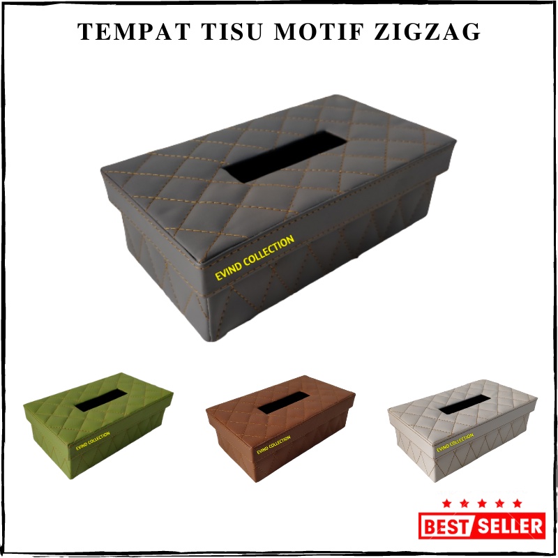 Wadah Tisu Kulit Sintetis Motif Zigzag Isi 200 Sheet Tempat Tissue Premium Murah Kotak Tisu