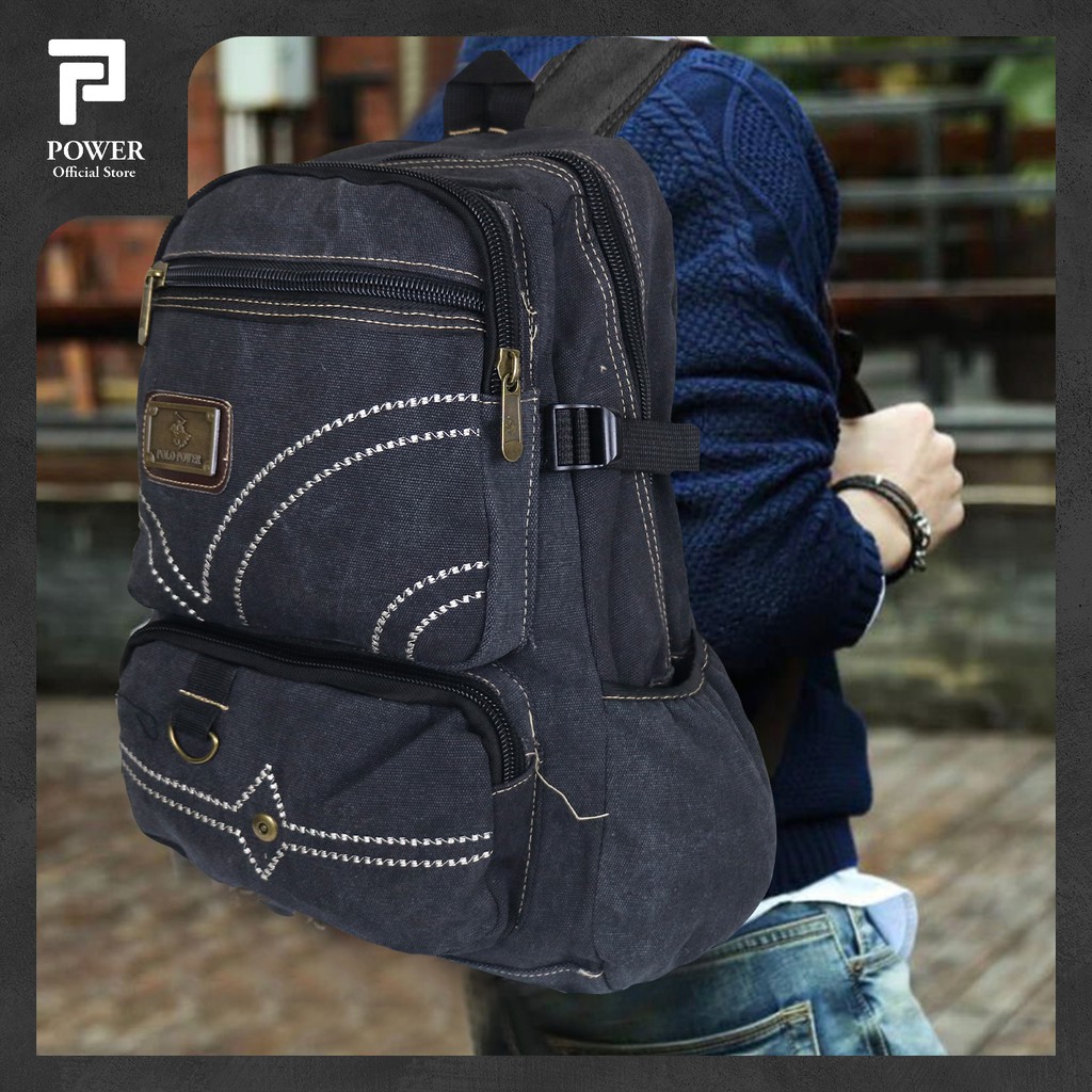 Tas Pria Ransel Kanvas Polo Power Tas Punggung Casual Pria Backpack Canvas Import Tas Polo Original