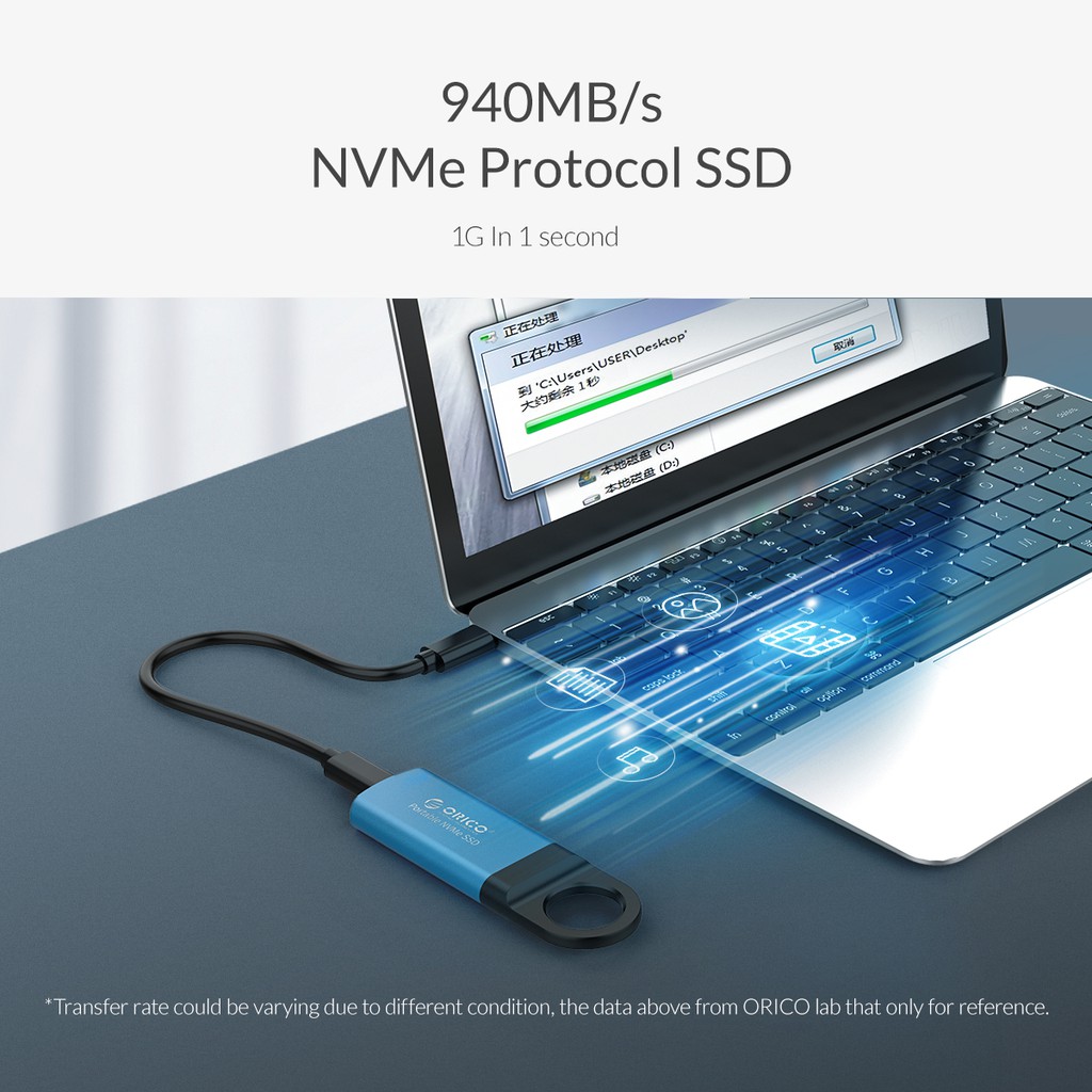 Ssd m2 nvme external orico 256gb usb 3.1 type-c 10Gbps Portable 3d nand flash aluminum gv100 256g - m.2 m-key nvm