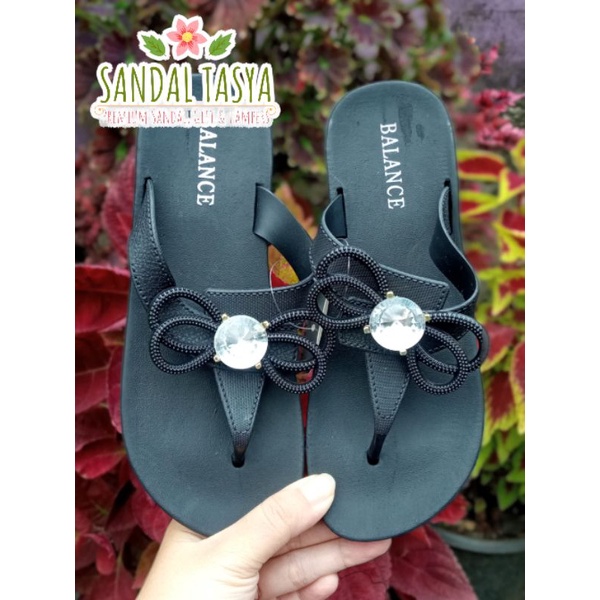 Sandal Wanita Jepit Wedges Jelly Import Original Balance 818  Karet Permata Cewek Korea Terbaru Tinggi 3cm