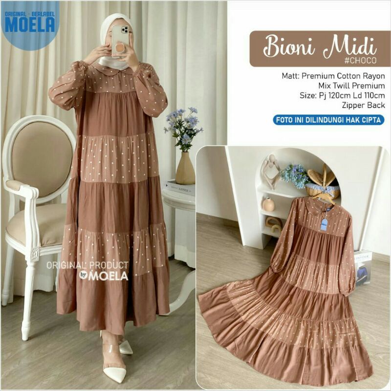 &quot;MARLO,BLUSI,BIONI&quot;  Midi Dress Ori by Moela