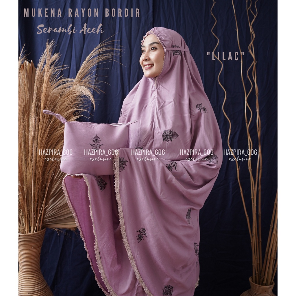 MUKENA DEWASA KATUN RAYON BORDIR SERAMBI ACEH JUMBO