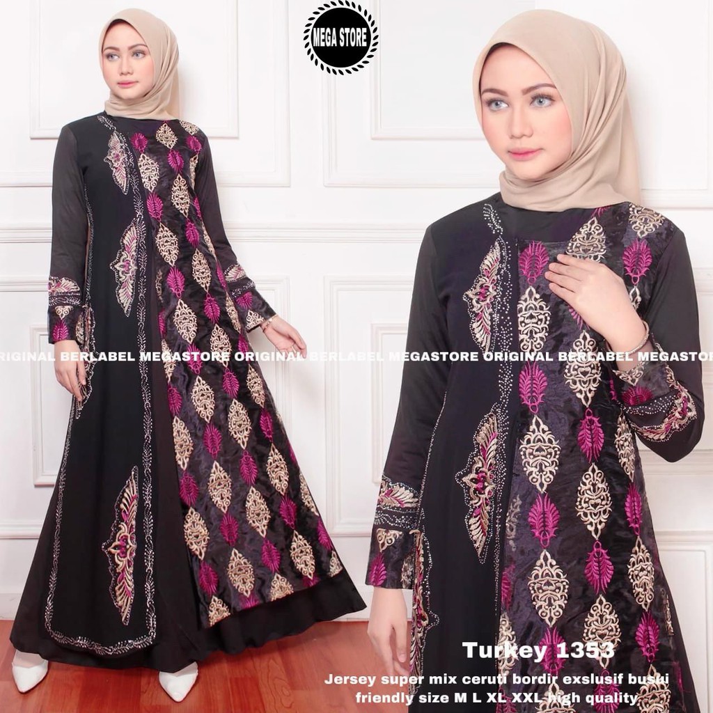 Abaya Turkey 1353 hitam bordir//turki saudi// Abaya ORI/Abaya Hitam