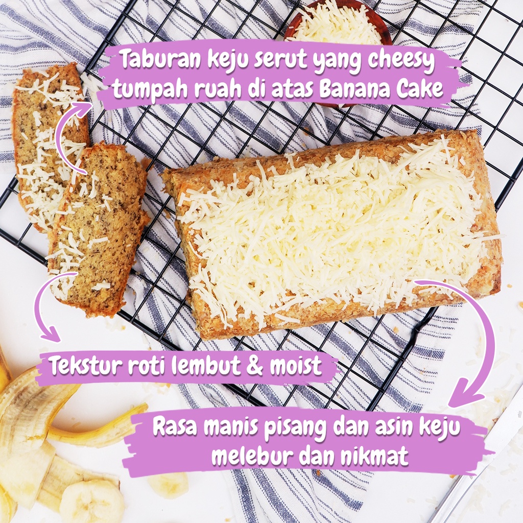 Banana Lover Cheese Delicute - moist Banana Cake dengan taburan keju