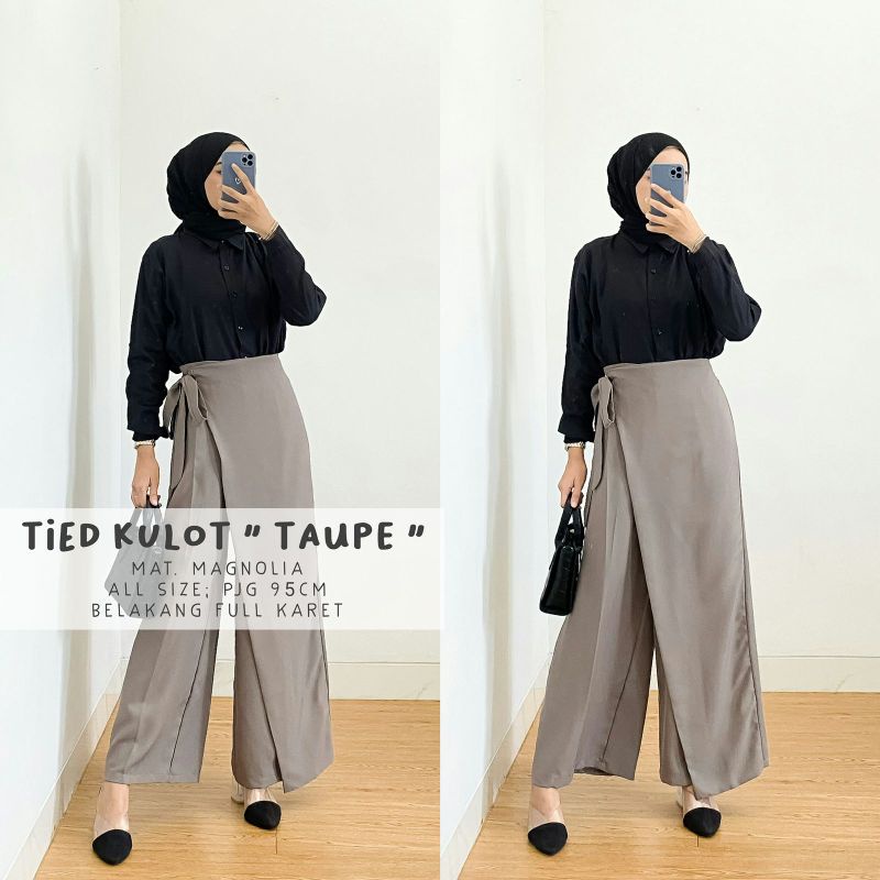 TIED KULOT ROK CELANA TAUPE MANGOLIA CRINKLE AIRFLOOW