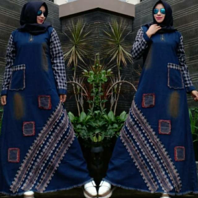  Gamis  Jeans  Shevia Maxy Dress Baju  Muslim Pakaian 