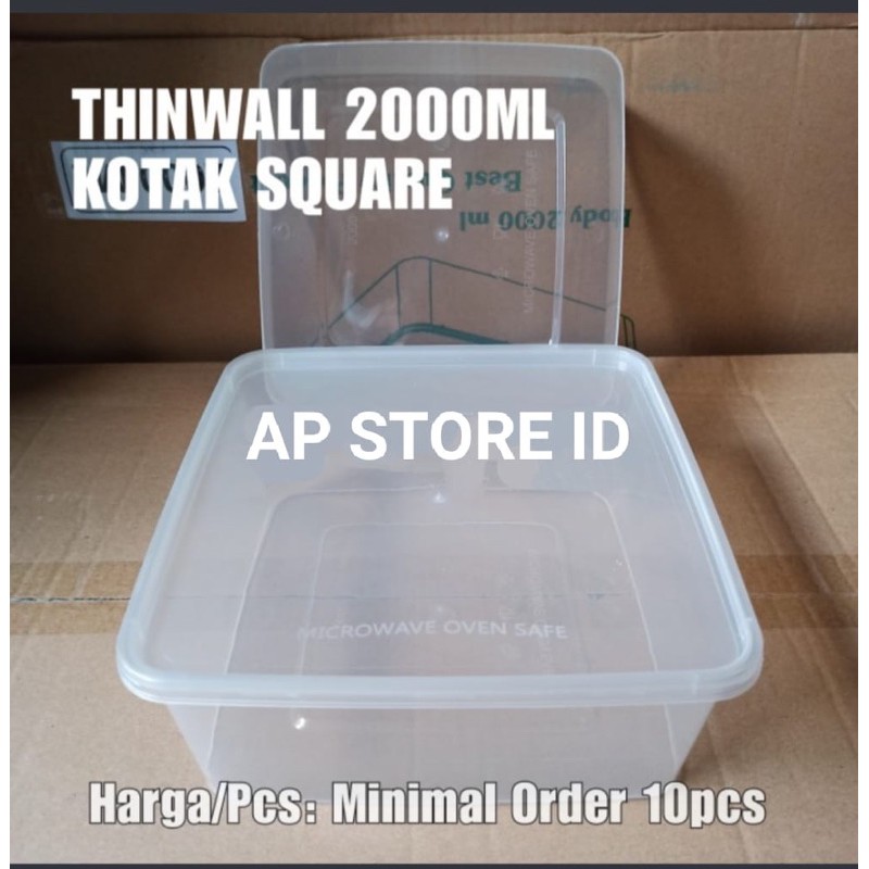 isi 25set Thinwal 2.000ml Kotak Square Food Container Microwave