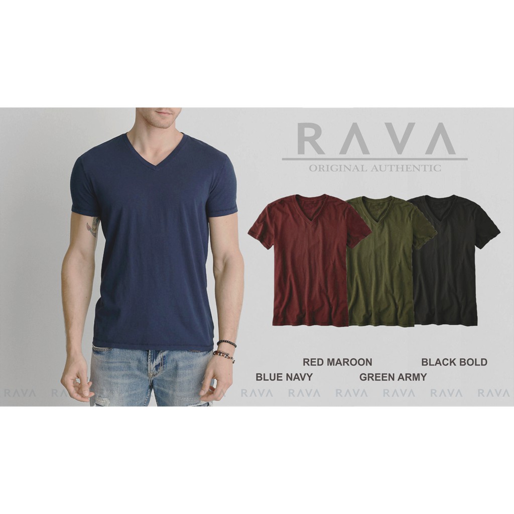 RAVA Baju  Kaos  Polos Vneck Pria  Oblong ORIGINAL PREMIUM 