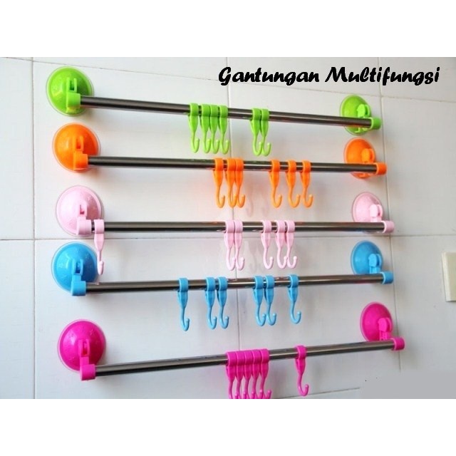 Gantungan Tempel Serbaguna 6 Hook Jemuran Handuk Stainless Steel Murah