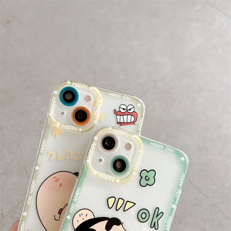 Angel Eyes Clear Lens Melindungi Soft Case iP iPhone 7 8 + 14 Plus X XR XS Max 11 12 12 Pro Max SE 2020 White Casing Samsung Galaxy S23 Ultra Plus A14 A34 A54 5G Crayon Shin-chan Anime Kartun
