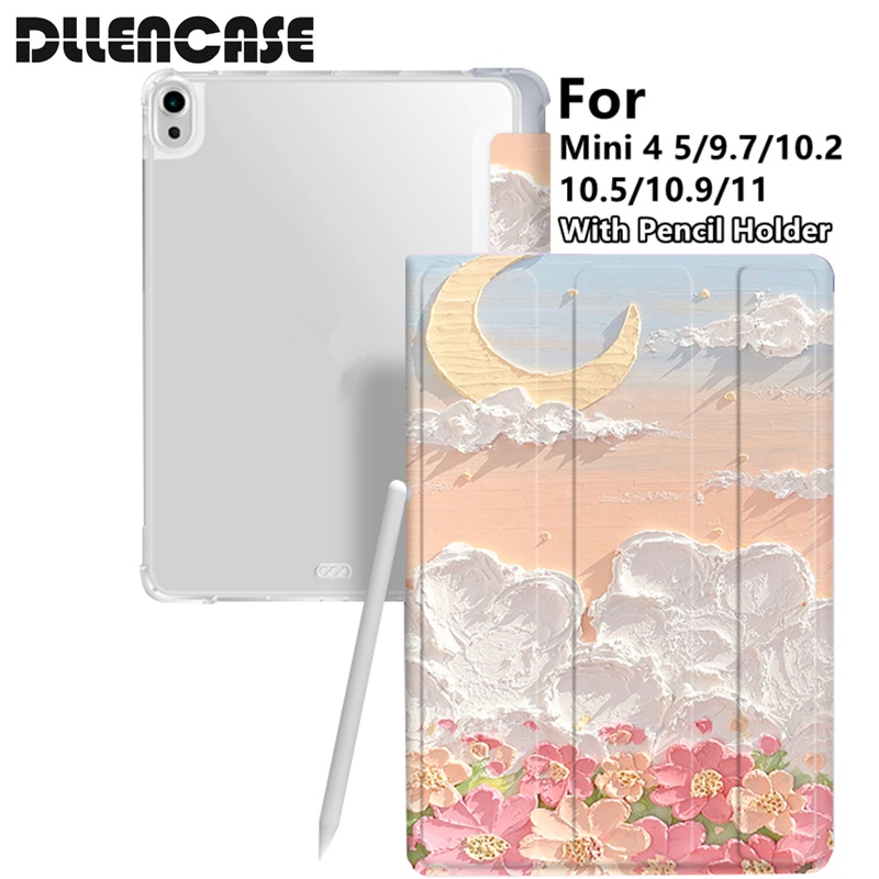 Dllencase Dengan Holder Pensil Untuk iPad 2021 Pro 11 2019 2020 10.2 7 / 8th Gen 2018 9.7 5 / 6th Mini 4 5 6 Air 4 5 6 10.9 A296