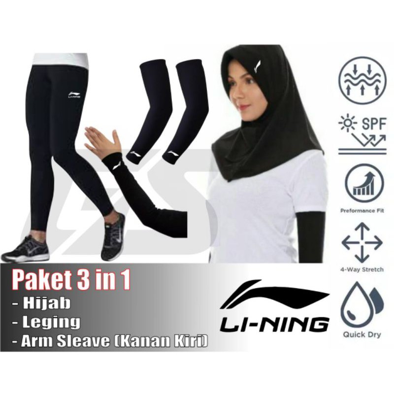 Paket Hemat Leging panjang+ manset tangan + jilbab badminton cewek Keren Murah Bagus