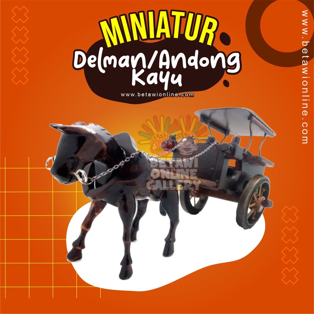 Miniatur Delman / Andong / Pedati Kayu 37 x 23 x 14