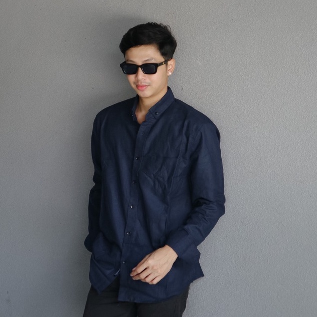 KEMEJA POLOS PANJANG FENNEL NAVY