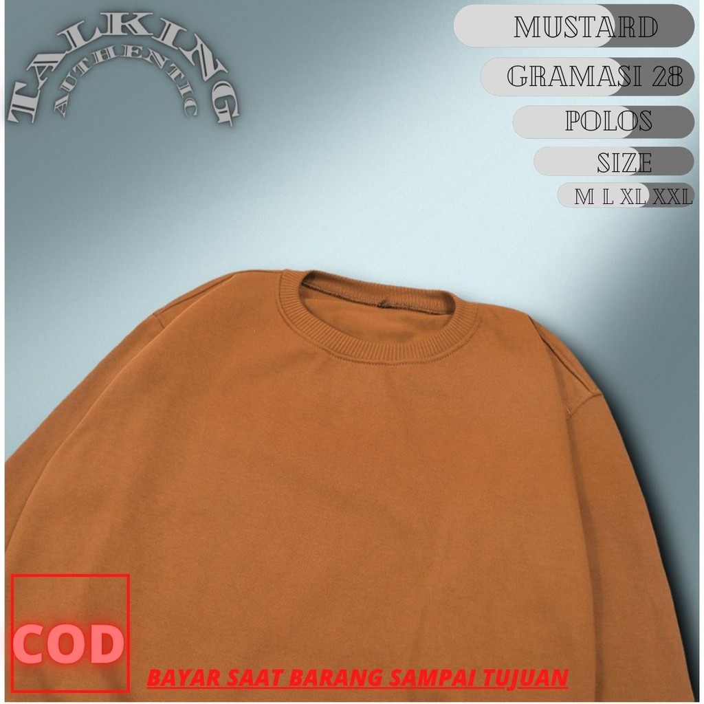 Sweater Polos Basic Cowok Cewek Kuning Kunyit Kubus Switer Crewneck Premium Tebal HigtQuality