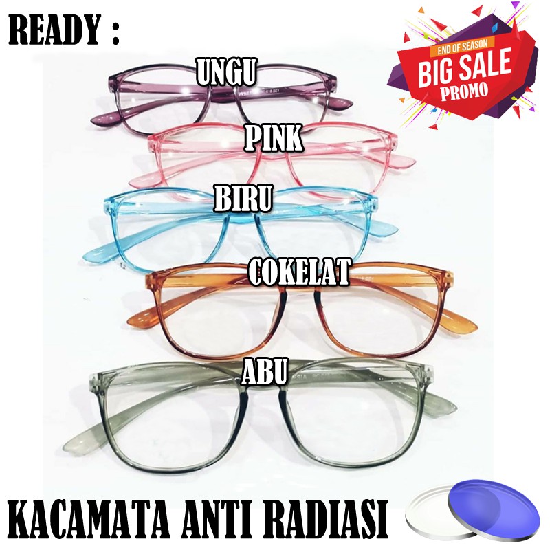 Kacamata Antiradiasi Square Fashion Pria Wanita Kaca mata Blueray Eye Protection Glasses Unisex