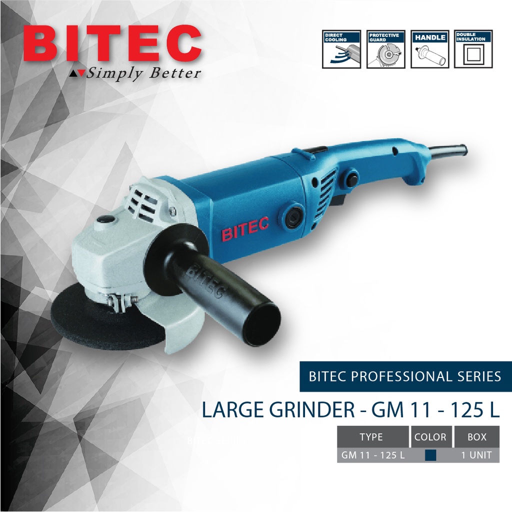 BITEC - MESIN GERINDA TANGAN BESAR / LARGE GRINDER - GM 11-125 L - GARANSI RESMI 1 TAHUN