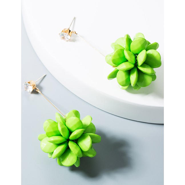 LRC Anting Tusuk Fashion 925 Silver Needle Geometric Flower Ball Diamond Stud Earrings D59948