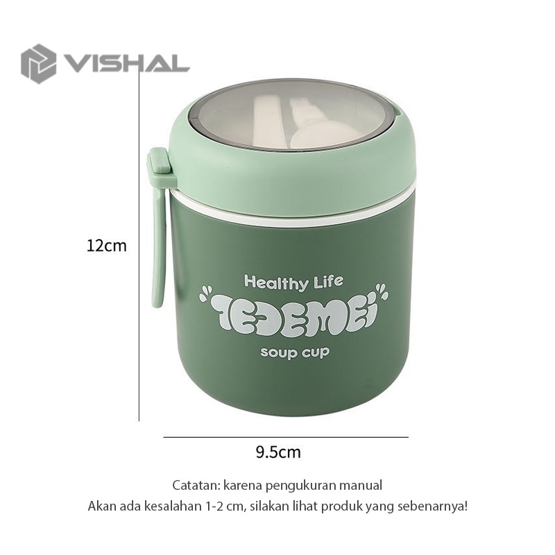 VISHAL Mangkuk sup soup cup Anti bocor Cangkir sup Portable Free Sendok BPA FREE VS-77