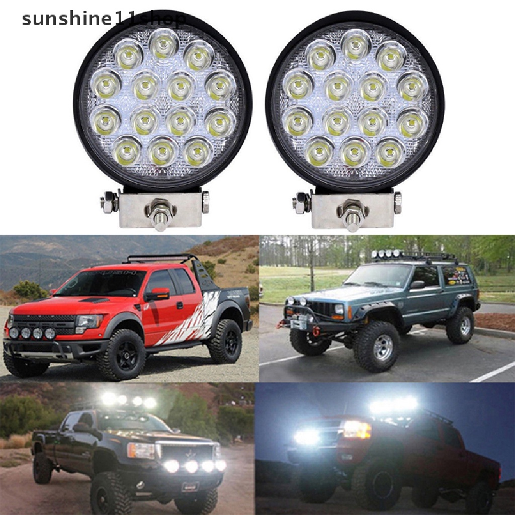 Sho 4 &quot;42W Lampu Sorot Led Bentuk Bulat Untuk Mobil Truk SUV ATV Offroad