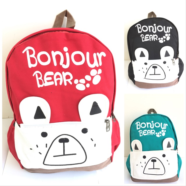 Tas ransel anak remaja wanita kanvas bear import