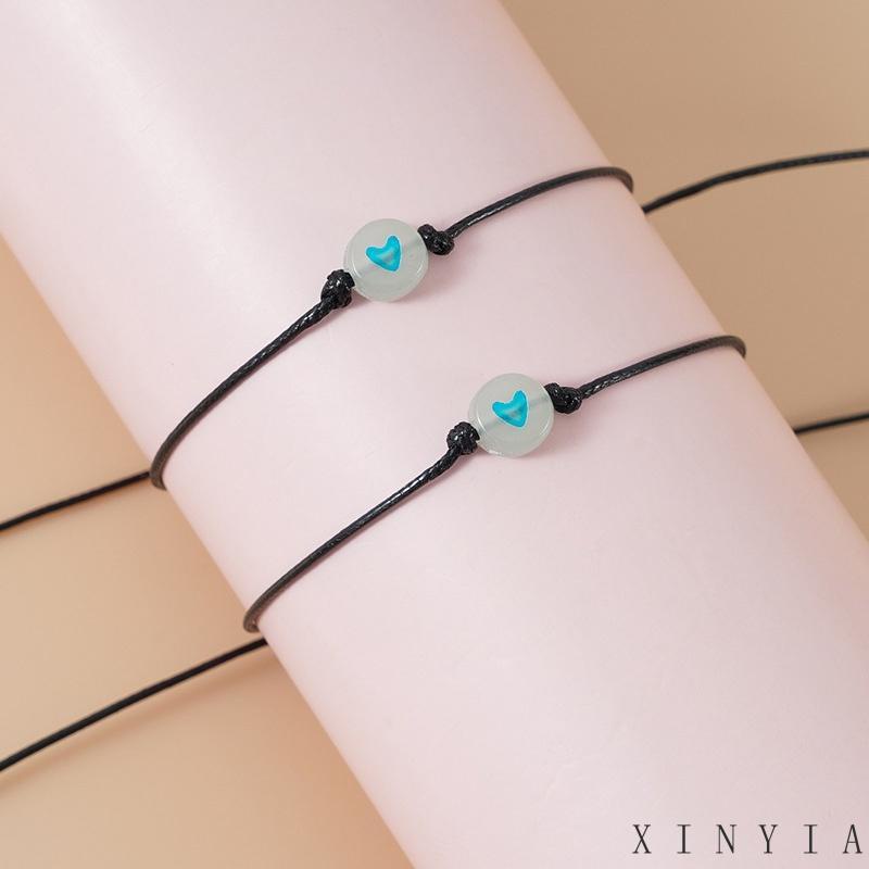 Xia.id Gelang Tangan Tali Adjust Aksen Bola Manikmanik Luminous Untuk Perhiasan Wanita / Pasangan