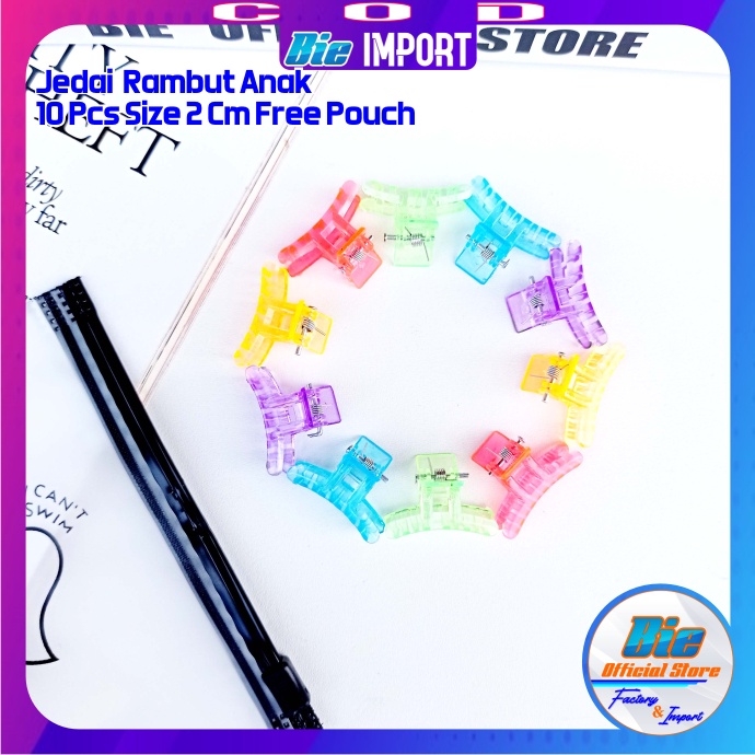 10 Pcs Jepit Jedai Mini Anak Transparan Free Pouch Impor Best Seller