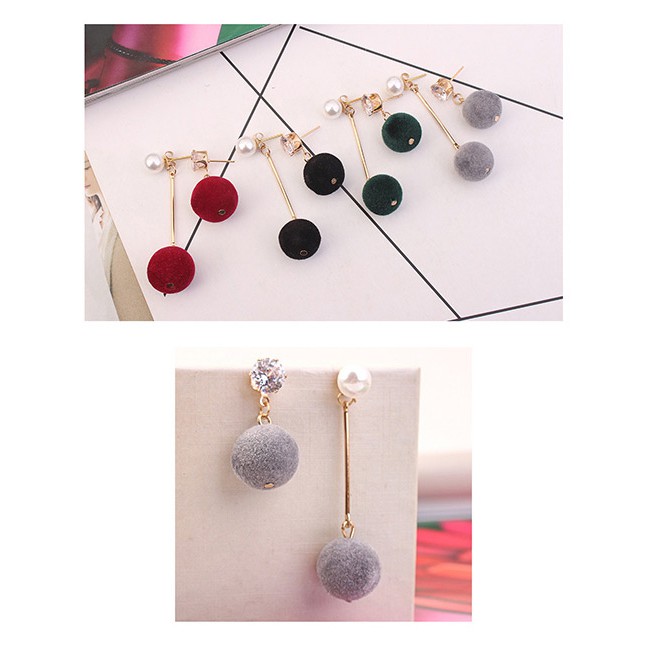 LRC Anting Tusuk Elegant Round Shape Decorated Asymmetric Y5885X