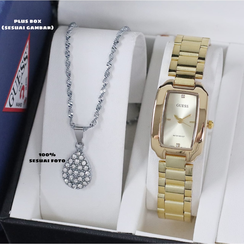 Jam Tangan Wanita S8959L Tali Rantai Free Box Exclusive Kalung &amp; Baterai
