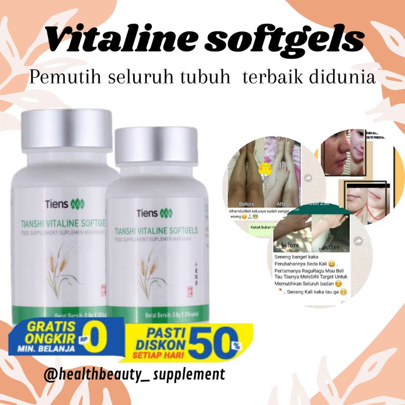 [PROMO]VITALINE SOFTGELS|PEMUTIH SELURUH TUBUH|PEMUTIH WAJAH ALAMI|PEMUTIH BADAN ALAMI|PEMUTIH TERBA