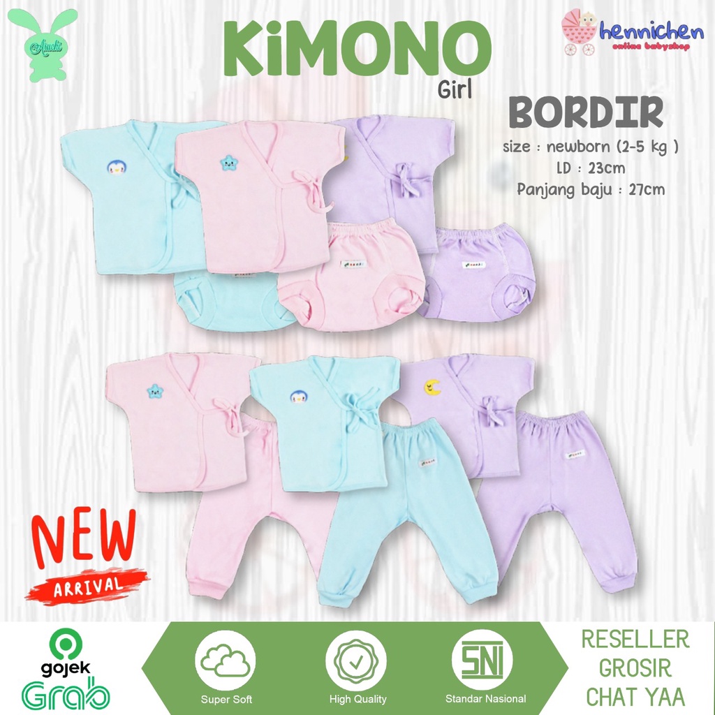 ARUCHI KIMONO POLOS / ARUCHI KIMONO BORDIR WARNA SETELAN BAYI NEWBORN SETELAN PIYAMA BAYI