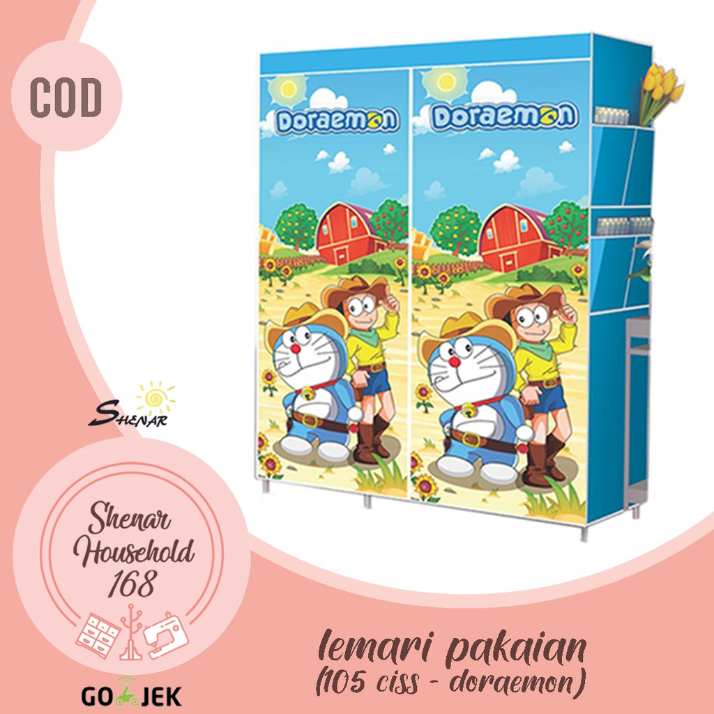 LEMARI BAJU PORTABLE BONGKAR PASANG RAK BAJU SUSUN DENGAN PENUTUP LACI FURNITURE SERBAGUNA MULTIFUNGSI LEMARI 105 CISS MODERN RAK PAKAIAN SUSUSN MULTIFUNGSI TEMPAT PENYIMPAN JAS TOPI SANDAL SEPATU LEMARI GANTUNG KARAKTER