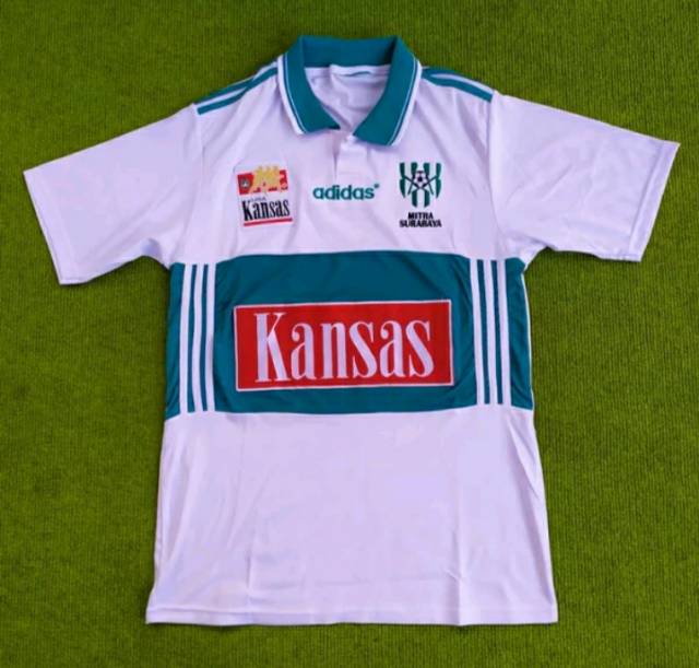 Jersey MITRA SURABAYA Away Liga 1996 - 1997 Liga KANSAS Putih Tosca RETRO Remake Lokal