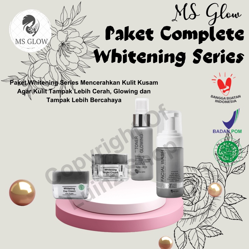 Paket Set MS Glow Whitening Series Skincare Scincare Skinker Obat Acne Acnes Whitening Pembersih Pem