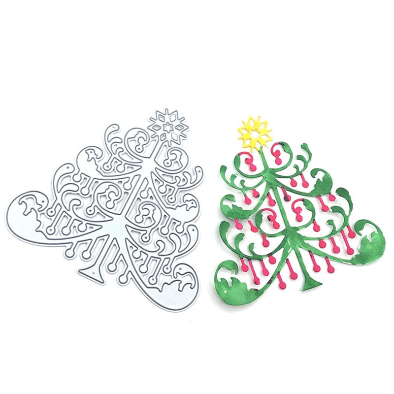 Cetakan Stensil Cutting Dies Motif Pohon Natal Bahan Metal Untuk Scrapbook / Craft DIY